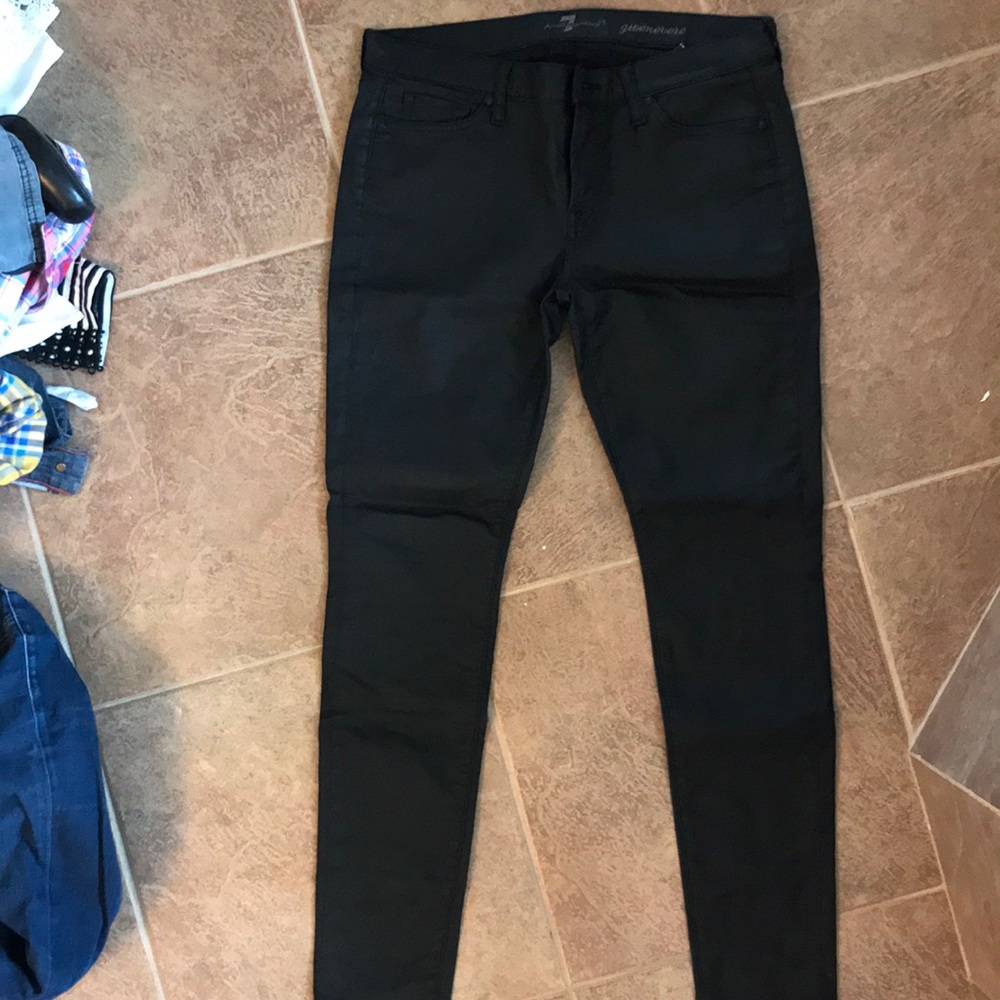7 For All Mankind Coated Black Denim-size 32